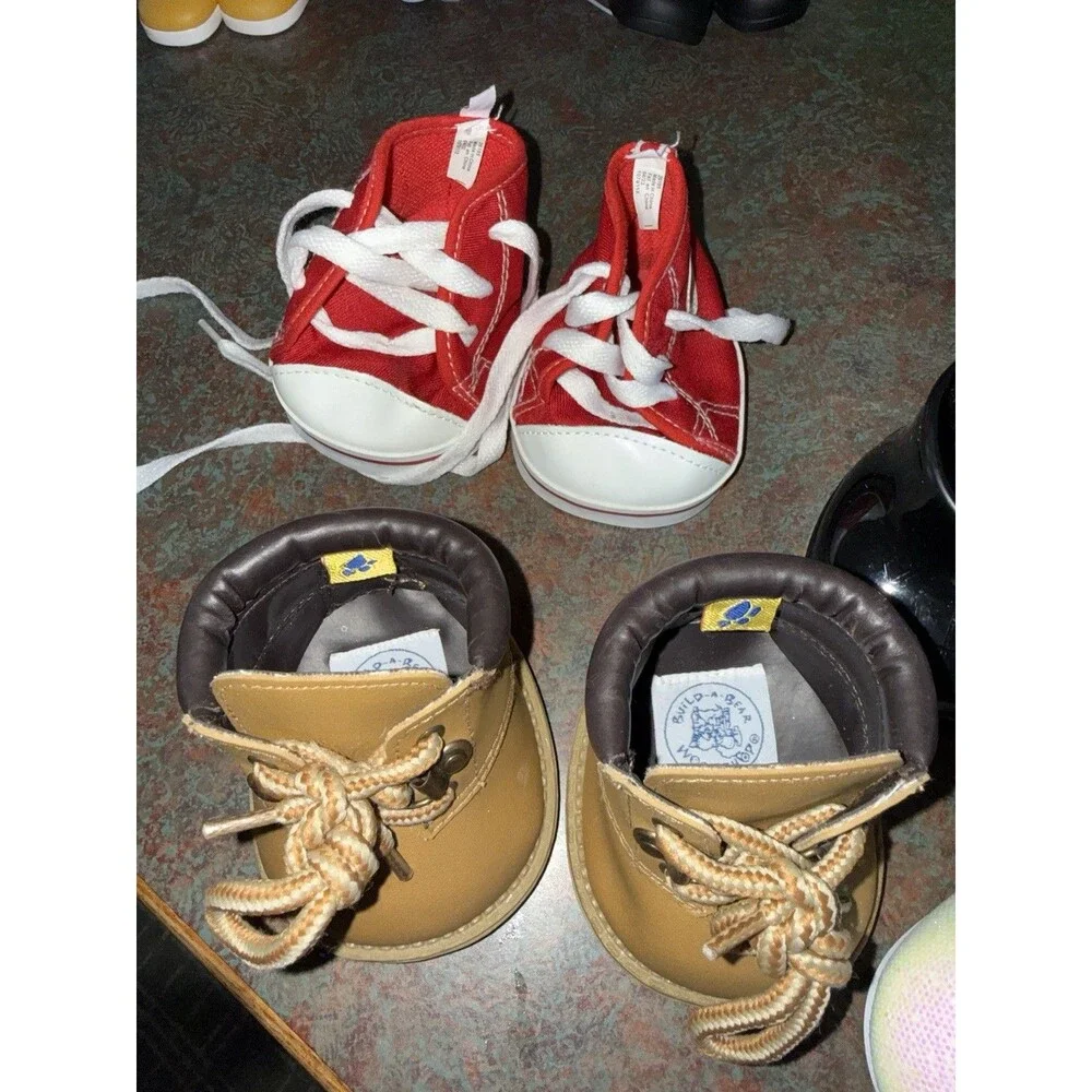 Build A Bear Show Accessorie Lot 6 Pairs Of Shoes And A Back Carry Your Bear